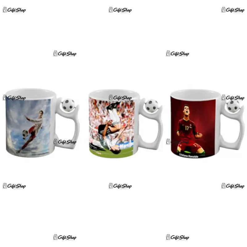 .cana ceramica, maner cu minge fotbal, personalizata